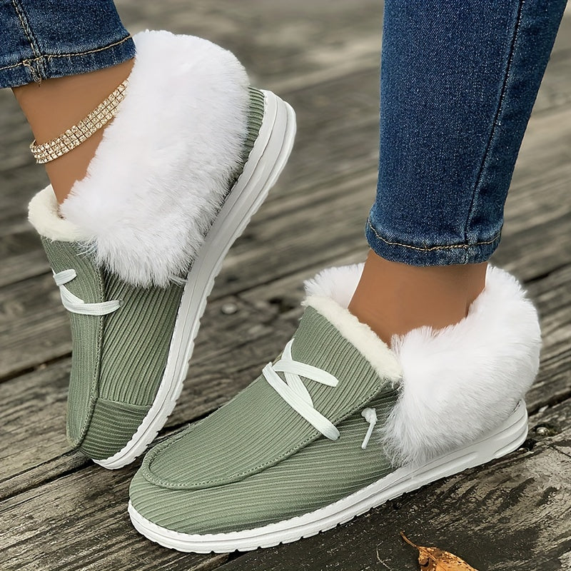 Fluffy Plush Lined Snow Boots, Winter Warm Slip On Flat Shoes