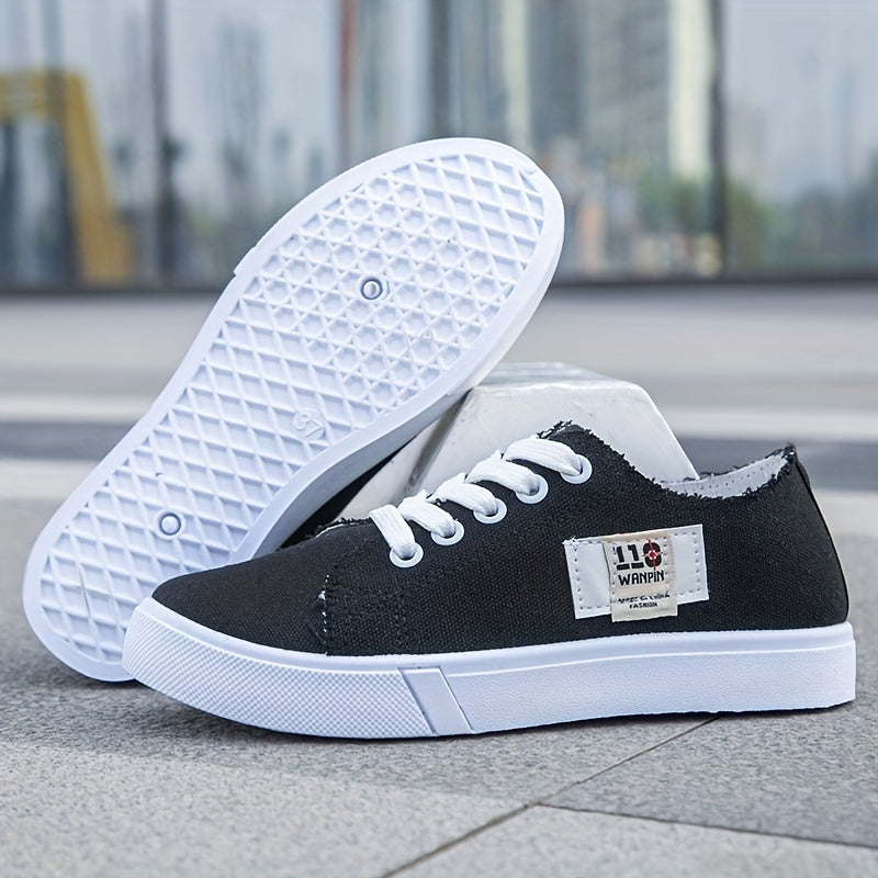 Simple Flat Canvas Shoes, Casual Lace Up Low Top Sneakers